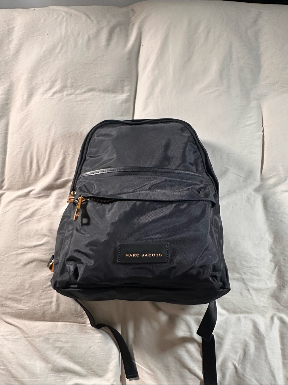 MARC JACOBS NYLON VARSITY MINI BLACK BACKPACK – GOLD‑TONE HARDWARE SMALL